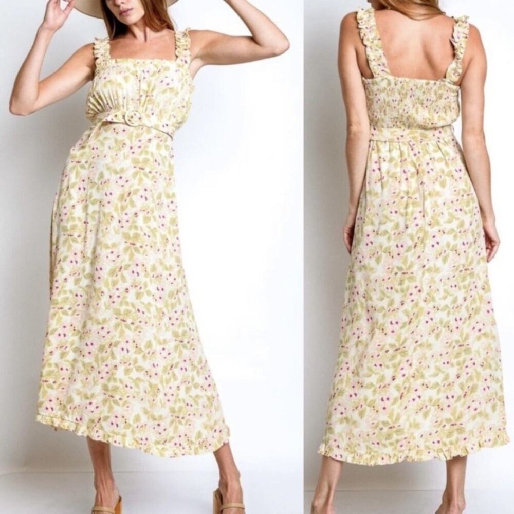 Faithfull The Brand Adele Floral Print Saint Tropez Midi Dress NWTs size 6
